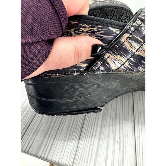 Dansko Xp 2.0 Women's US 11.5-12 Clogs Purple Brown Aztec Leather Slip-On Shoes - Picture 11 of 11